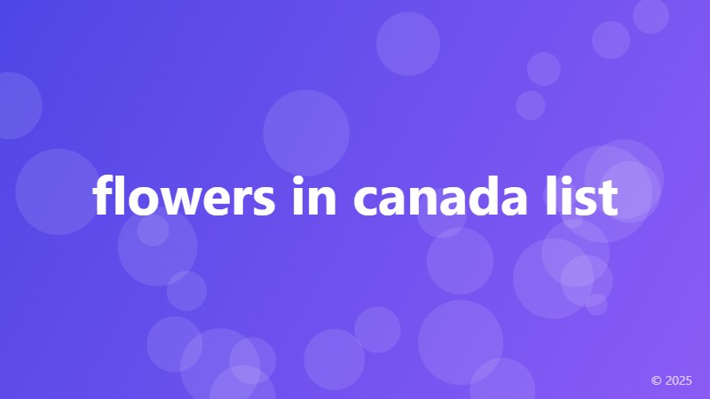 flowers in canada list